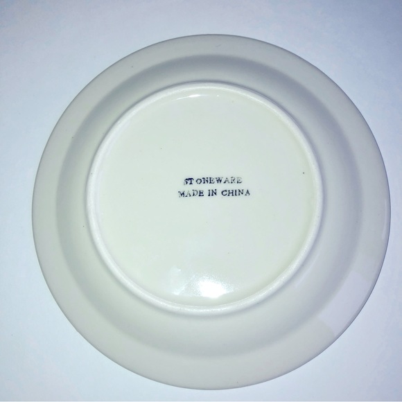 3/$15 STONEWARE Salad Dessert Plate 6 3/8”Off White Blue - Picture 3 of 14